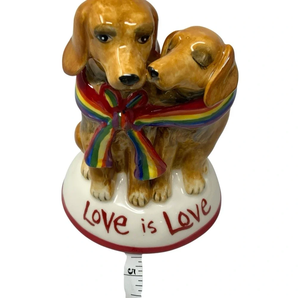 Blue Sky Clayworks Love is‎ Love 2 Dogs Rainbow Color Scarf 2022 Animal Figurine